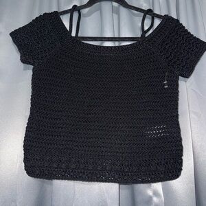 Vince Black Crochet Crop Top